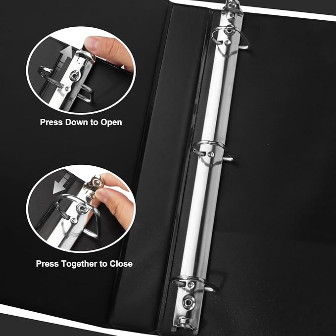1-inch Slant D Ring Binder - 3 Ring Letter Size Binder, Presentation View with 2 Pockets, 12-Pack, Black
