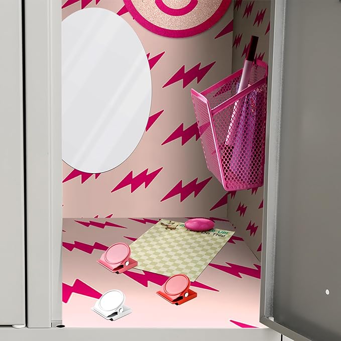 Harloon 15 Pcs Locker Decoration and Organizer Kit Locker Wallpaper Magnetic Pen Holder and Mirror Whiteboard Marker Cork Board with 3 Push Pins 3 Magnetic Clip 6 Magnets(Happy)