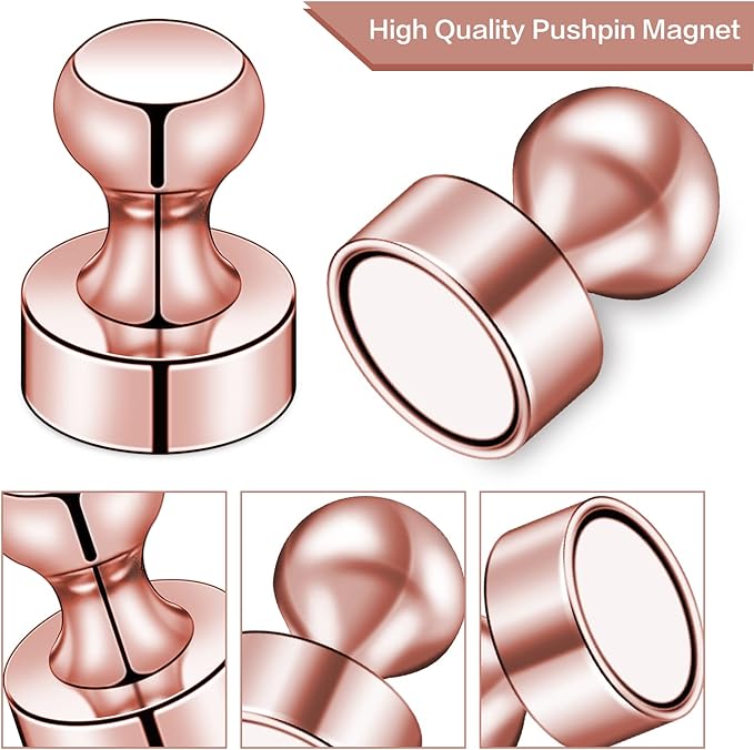LOVIMAG 20 PCS Refrigerator Magnets, Rose Gold Fridge Magnets Strong Magnet for Whiteboard, Small Neodymium Magnet Ideal for Push Pin Magnetic, Office, Classroom, Map