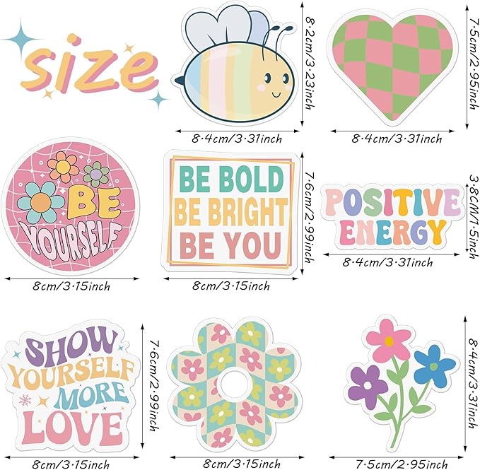 Frienda 16 Pieces Locker Magnets for Girls Cute Inspirational Magnets for Whiteboard Motivational Fridge Positivity Quote Car Sticker Waterproof Locker Classroom Home(Preppy Style)
