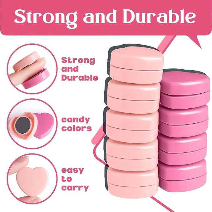 ZDZBLX 20PCS Pink Heart Fridge Magnets - Small Strong Magnets, Heavy Duty Refrigerator Magnets for Whiteboard School Crafts Lockers, Decorative Cute Mini Magnet for Kitchen Office Classroom (2 Colors)