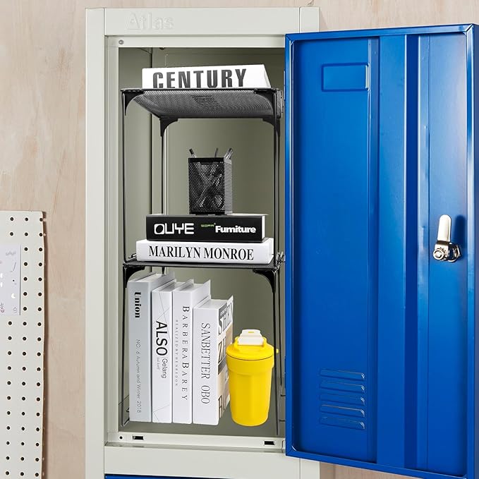 Locker Organizer Shelf Stackable Extra Locker Shelf for School Locker Organizer Storage Cabinet Accessories Suitable for School, Office, and Home use (1, Black)