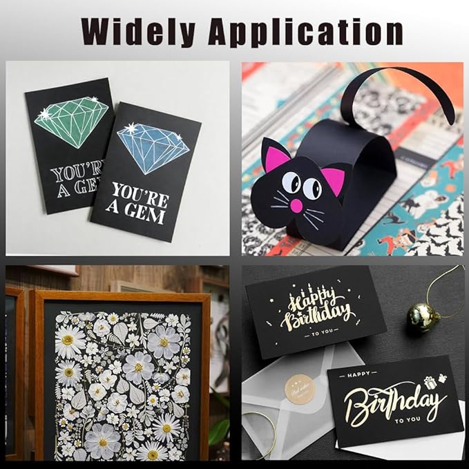 30 Sheets Black Cardstock, 8.5 x 11 Card Stock, 92lb/250gsm Thick Cover Stock, Heavyweight Printer Paper for Invitations, Scrapbooking, Crafting, DIY Projects, Decoration and Drawing