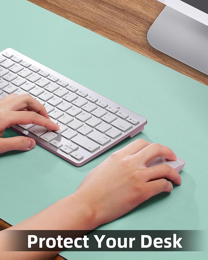 Leather Desk Pad Protector, Large Desk Mat, Mouse Pad, Non-Slip PU Leather Desk Blotter,Desk Cover mat,Desk mat for Keyboard and Mouse,Mat for Office&Home (Turquiose, 48" x 17")