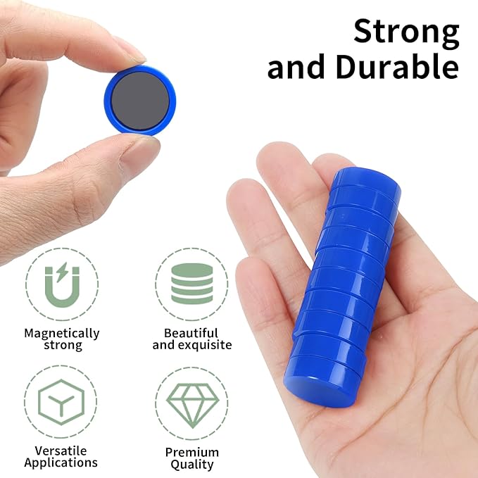 80PCS Fridge Magnets, Blue Cute Small Refrigerator Magnets, Decorative Round Heavy Duty Strong Mini Magnets for Whiteboard Fridge Locker Kitchen Classroom Office & School, Dry Erase Magnet
