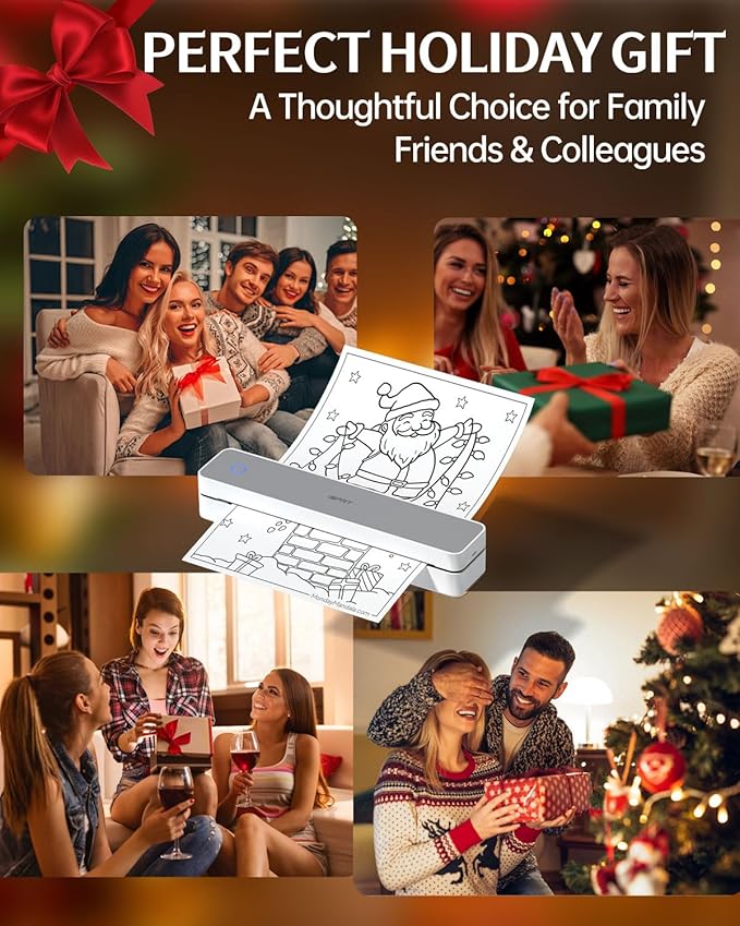 iDPRT Inkless Portable Printer for Travel, 300DPI Wireless Thermal Printer Support 8.5" x 11" US Letter, A4, Small Bluetooth Printers Compatible with iOS, Android Laptop for Home Office Car, Grey
