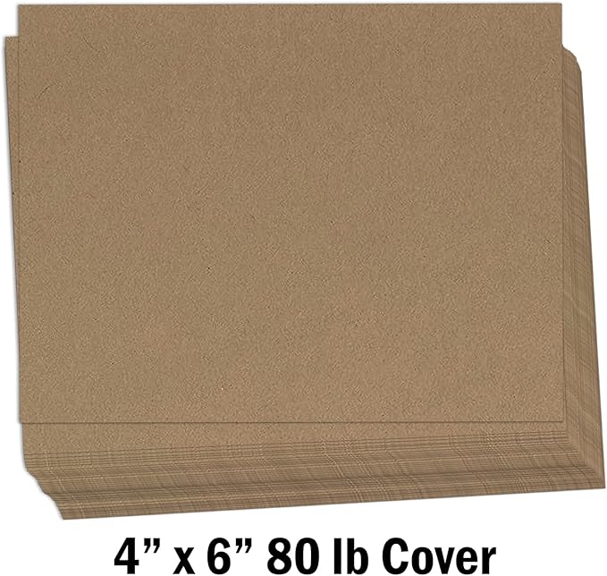 Hamilco Brown Colored Kraft Cardstock Paper - Flat 4 x 6" Heavy Weight 80 lb Cover Card Stock - 100 Pack…