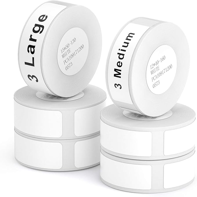 Label Maker Tape NIIMBOT D11 6 Rolls Adapted Cable Print Paper Standard Laminated Office Labeling Tape Replacement for D11 Machine Oil Proof Waterproof Tearproof