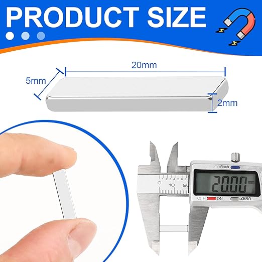 100 Pack Strong Neodymium Bar Magnets,Powerful Rare Earth Neodymium Magnets for Fridge, Garage, Kitchen, Craft, Office etc 20 x 5 x 2 mm