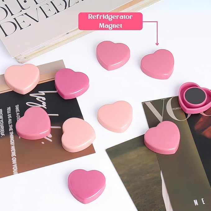 ZDZBLX 30PCS Pink Heart Fridge Magnets - Small Strong Magnets, Heavy Duty Refrigerator Magnets for Whiteboard School Crafts Lockers, Decorative Cute Mini Magnet for Kitchen Office Classroom (3 Colors)