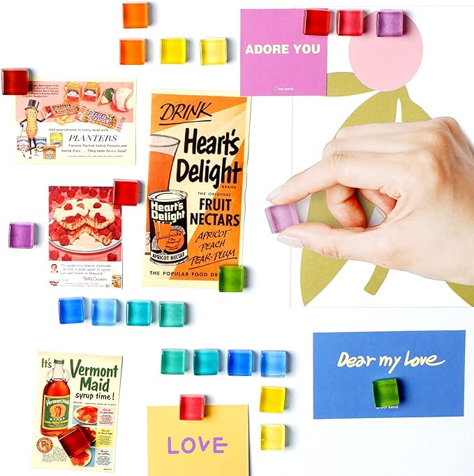 FINDMAG Refrigerator Magnets Colorful Fridge Magnets Locker Glass Magnets Cute Decorative Magnets for Fridge, Whiteboard, School, Office -36 Pack
