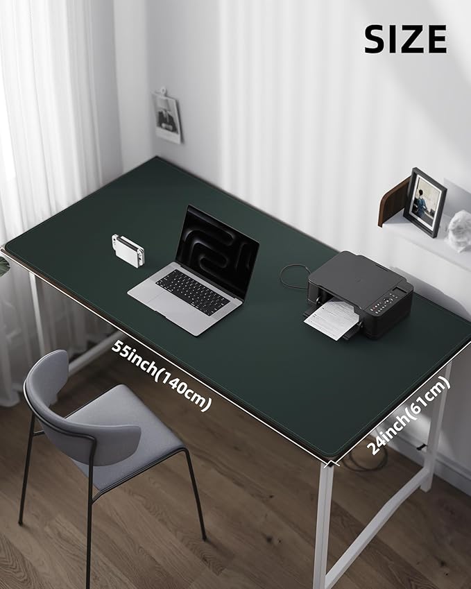 Large Desk Mat55 x24 - Premium Non-Slip Desk Pad, Waterproof and Scratch-Resistant Office Desk Protector, Large Desk pad Workspace Mat for Home and Office(Dark Green)