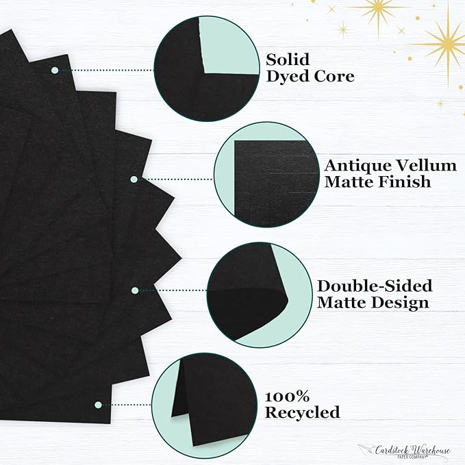Cardstock Warehouse Pop-Tone Black Licorice Cardstock Paper โ 50 Sheets, 8.5 x 11" - 65 lb / 175 GSM Premium Black Card Stock for Die-cutting, Crafts, Printing, Card Making and DIY Projects