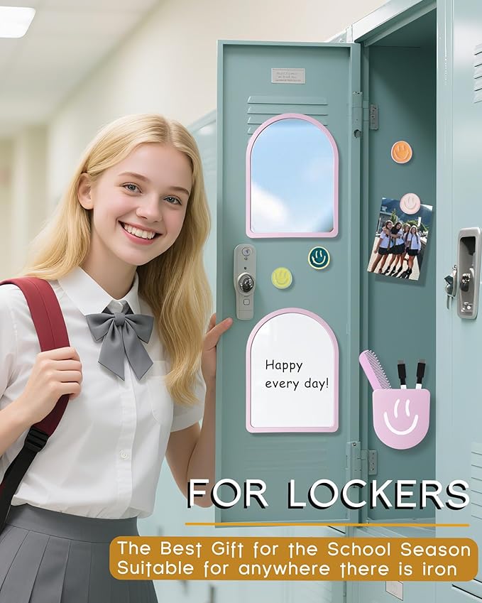 10 pcs - Locker Accessories, Locker Decorations Including Mirrors, whiteboards, Magnets and organizing Supplies. Ideal for Back-to-School Essentials and The Office (10 Pcs - Purple)
