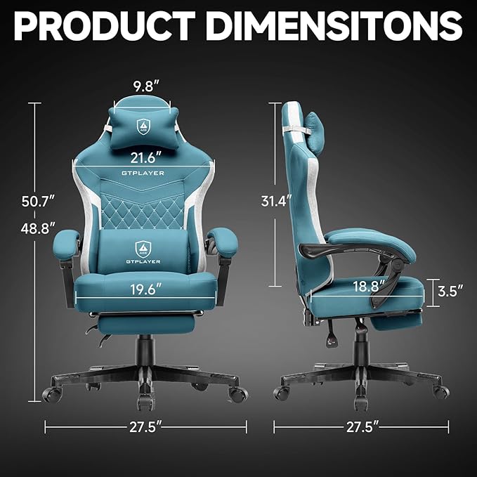 GTPLAYER Gaming Chair, Fabric Computer Office Chair with Pocket Spring Cushion, Ergonomic Office and Gaming, Video Gaming Chair with Linkage Armrests, High Back Desk Chair with Adjustable Recliner