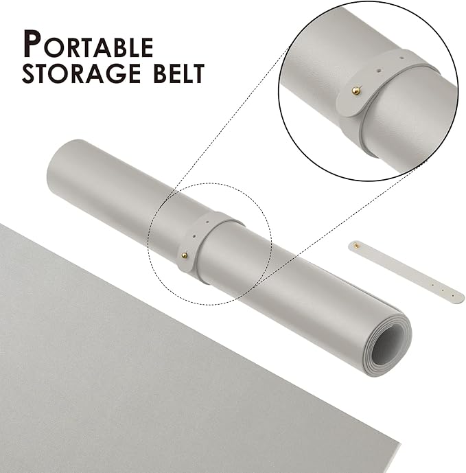 Leather Desk Mat - Small Non-Slip PU Desk Pad for Office and Home - Desk Organization and Accessories - Ideal for Large Mouse Pad and Small Desk Mats on Top of Desks (Silver,23.6"x 13.8")