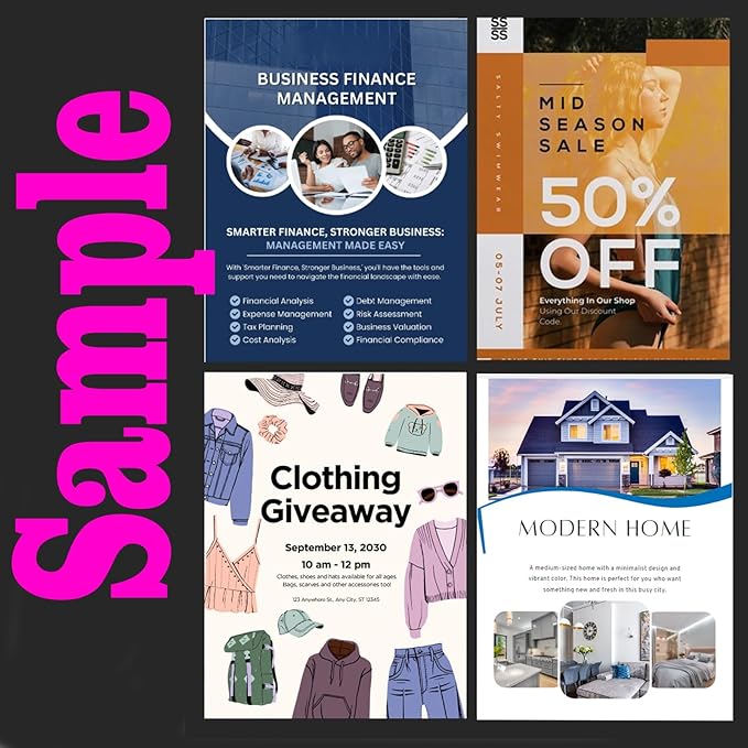 Custom Flyers,Custom Business Brochure Flyers Printing for Small Business,9 Sizes, 30-200 pcs, Upload Your Design.