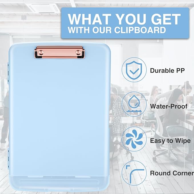 Sooez Clipboards with Storage, High Capacity Clip Boards 8.5x11 with Pen Holder, Heavy Duty Plastic Paper Organization Folder Cases, Letter / A4 Size for Nurse Teachers, School & Office Supplies