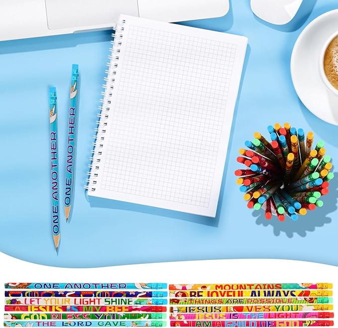 Kolewo4ever 100 Pieces Bible Verses Pencils Religious Pencil Christian Pencils with Inspirational Scripture for Students Teacher Classroom Religious School Supplies,20 Styles