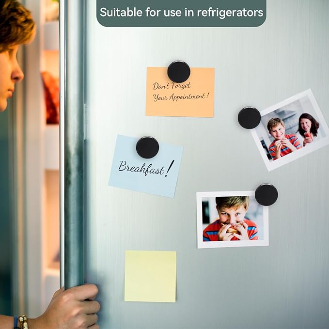 Fridge Magnets - 30 PCS Refrigerator Magnets, Small Magnets for Whiteboard, Round Strong Heavy Duty Magnet Cute Mini Whiteboard Magnet for Fridge Locker Classroom Office (Black)