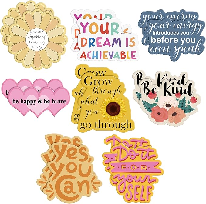 Frienda 16 Pieces Locker Magnets for Girls Cute Inspirational Magnets for Whiteboard Motivational Fridge Positivity Quote Car Sticker Waterproof Locker Classroom Home(Positive Style)