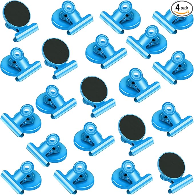 VNDUEEY 20 Pack Magnetic Paper Clip Dispenser Holder, Paperclip Dispenser for Desk, School, Office, Fridge Magnets Refrigerator Magnets, Magnet Clips for Whiteboard Locker (Blue) 