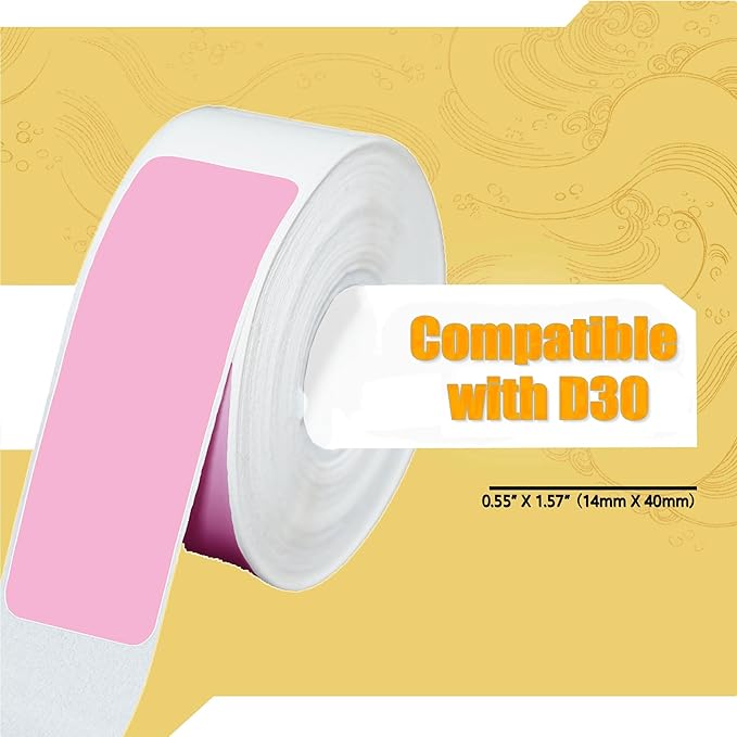 960 Pcs Colorful D30 Label Tape, D30 Label Maker Tape, Smart Mini Label Maker Refill D30, Thermal Printer Paper, Self-Adhesive Sticker Replacement,12x40mm,160 Labels/Roll, 10 Rolls
