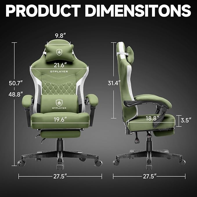 GTPLAYER Gaming Chair, Fabric Computer Office Chair with Pocket Spring Cushion, Ergonomic Office and Gaming, Video Gaming Chair with Linkage Armrests, High Back Desk Chair with Adjustable Recliner