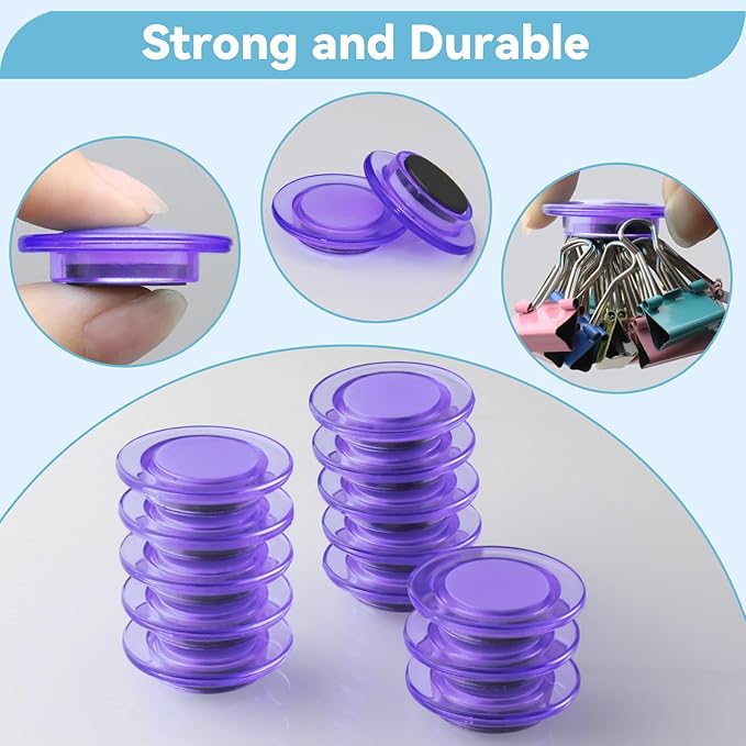 ZDZBLX Fridge Magnets 28 Pack, Strong Refrigerator Magnets Small Heavy Duty Mini Magnet, Cute Round Magnets for Whiteboard Fridge Locker Classroom Office Use, Decorative Purple Magnet for Home, School