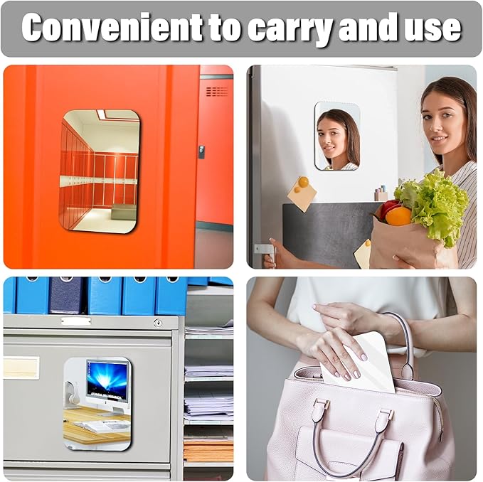 Magnetic Locker Mirror 5.5''x7'' Small Real Glass Makeup Mirror with Magnetic Backing Cute Locker Decorations for Office Cabinet Lockers Accessories