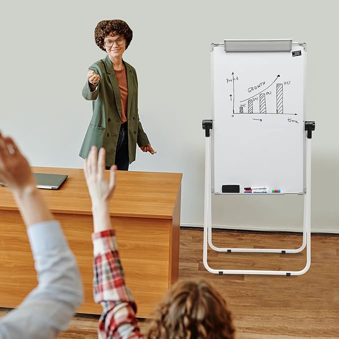 Rolling WhiteBoard with Stand, Double Sided Magnetic Dry Erase Boards Height Adjustable, Portable Standing White Board for Home School Office Classroom Restaurant(36"×24")