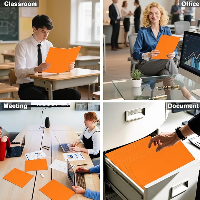 Folders with Pockets, LAYZZ 60 Pack Paper Pocket Folders, 2 Pocket Folders Fits Letter Size Paper, for School Office and Home (Orange)