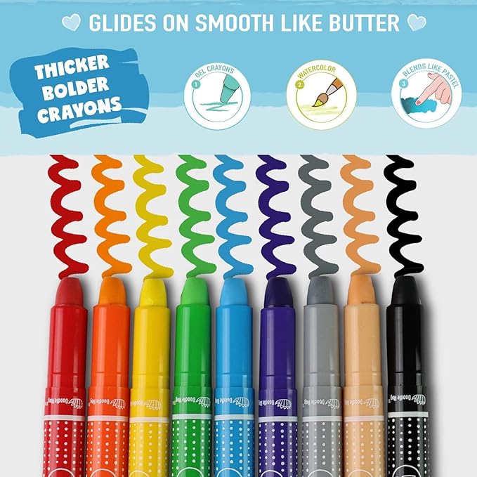 DOODLE HOG Washable Crayons 36 Colors, Kids and Toddler Crayons, Watercolor, Non Toxic, 3 in 1 (Pack of 24)