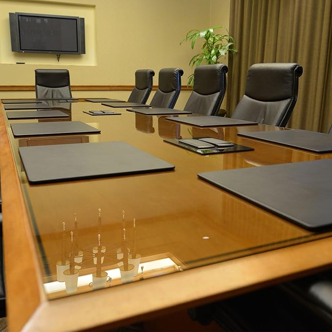 Dacasso Black Leatherette 20" x 16" Luxury Conference Table Pad - Desk Blotter for Writing - Boardroom Organization & Executive Desk Decor