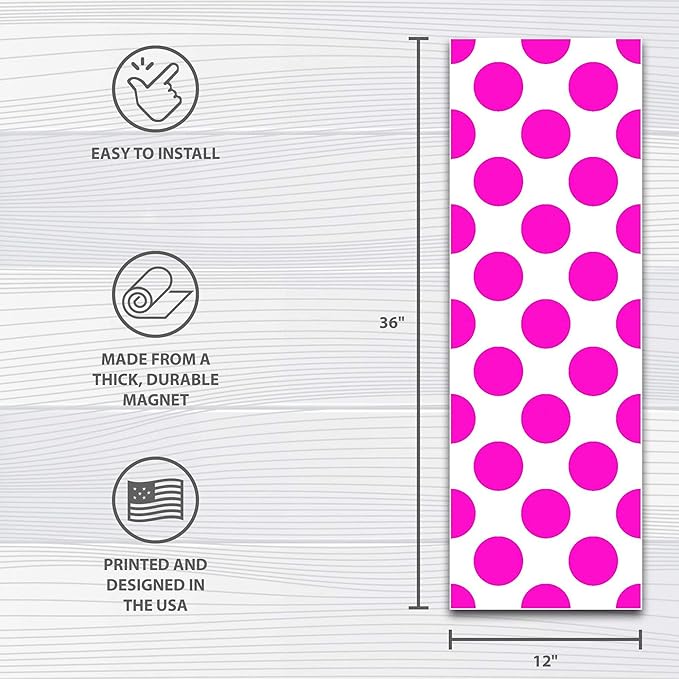 APPLIANCE ART Deluxe School Locker Magnetic Wallpaper, Decorative Panel That's Durable, Water Resistant, and Easily Wipeable (Single Panel) (Pink Dot)