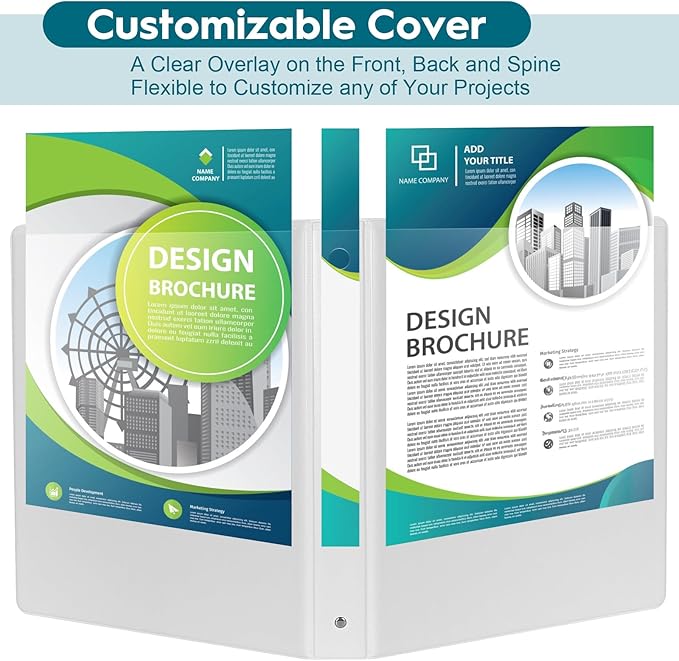 Economy 3-Ring Binders, 1 Inch, Round Rings, 200 Sheet Capacity, ClearVue Presentation View, Non-Stick, White (12)