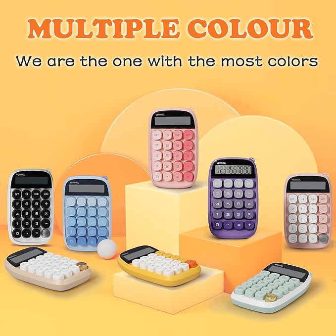 VEWINGL Mechanical Switch Calculator, 10 Digit LCD Display and Buttons, Great for Everyday Life and Basic Office Work, with Battery
