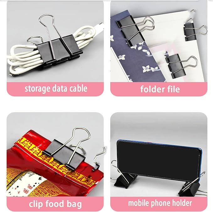 Extra Large Binder Clips 2.4 Inch (24 Pack), Upgrade Giant Paper Clips Big Clips Paper Clamps for Office and Home Supplies, Black