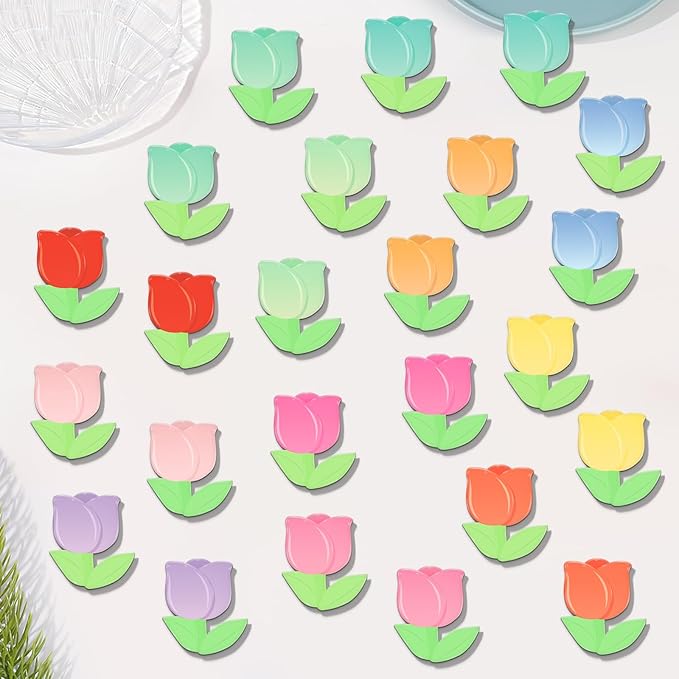 MORCART 30PCS Fridge Magnets, Tulip Magnets Decoration for Refrigerator Locker Whiteboard Decorative Magnetic Board Cabinets Classroom Office Cubicle School Cute Flower