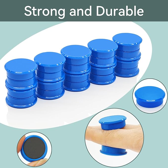 Fridge Magnets, 30 PCS Magnet Refrigerator Magnets Small Magnets for Whiteboard, Round Strong Magnets Heavy Duty Magnets Cute Mini Whiteboard Magnets for Fridge Locker Classroom Office (Blue)