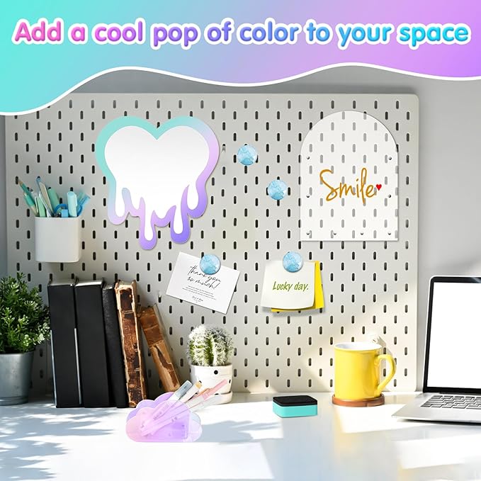 MoKo Locker Accessories Set, 5 in 1 Back to School Supplies College Essentials Includes Magnetic Acrylic Board, Locker Mirror, Markers Holder, Marker Pens and Locker Magnets, Heart Shape