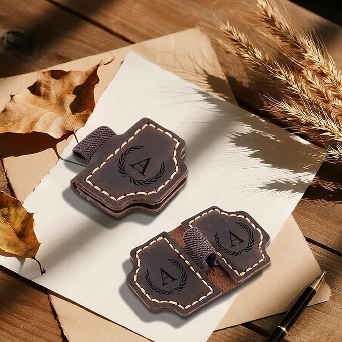 Personalized Magnetic Leather Bookmark with Pen Holder - 26 Letters Custom Book Mark with Name Initial Engraved Book Marker for Readers, Book Lovers, Travelers - Gift for Women & Men(Light Brown,S