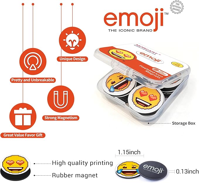 MORCART 28Pcs Emoji Fridge Magnets Cute Locker Accessories Decorative Refrigerator Magnets for School Whiteboard Home Kitchen Office - Gift for Teachers Friends Family EM-027