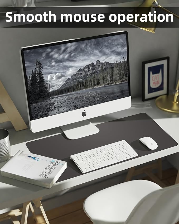 Small Desk Mat,Leather Desk Pad Protector,Desk Mouse pad,Office Desk mat,Laptop Mat for Desk, Non-Slip PU Leather Desk Blotter,Waterproof Desk Writing Pad for Office/Home(31.5"x15.7",Dark Grey)