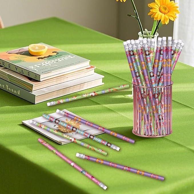 Donut Themed Pencils Valentines Days Pencils Wood Pencils with Various Donut Element Birthday Pencils Fun Assorted Colorful Pencils Fun School Pencils for Teacher Classroom (24)