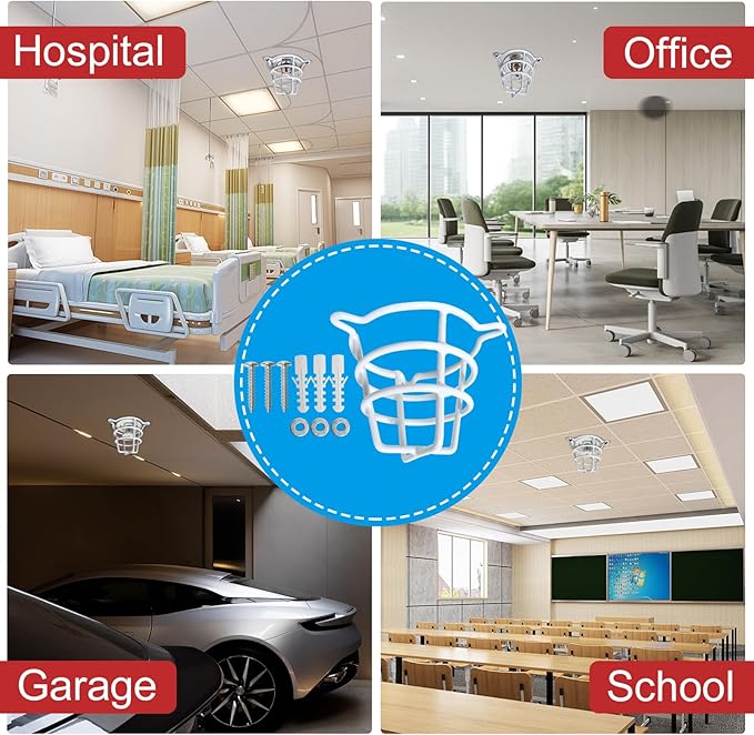 (4 Pack) White Fire Sprinkler Head Protector Cover Cage Guard for Both 1/2" & 3/4" Sprinkler Head for Protecting Flush Mount & Side Wall & Semi - Recessed Fire Sprinkler Covers for Ceiling