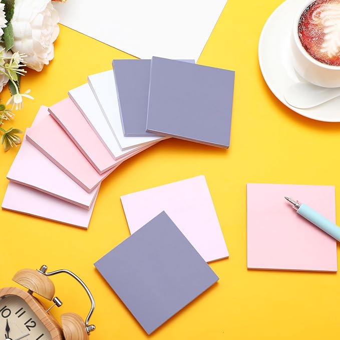 Fainne 24 Pack Sticky Notes Bulk Back to School Supplies Self Stick Note Pads Paper Memo for Office First Day of School Student Teacher Essentials (3x3inch,Simple Color)
