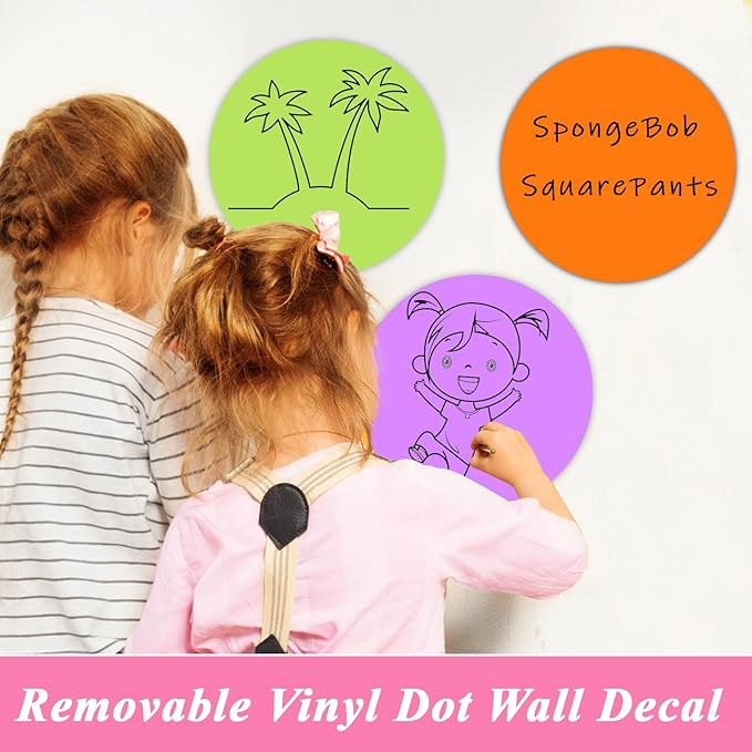 24 Pack Colorful Dry Erase Dots Circles,11 Inch Removable Vinyl Dot Wall Decal,Whiteboard Marker Stickers for Home,School,Office,Teachers,Students,Table & Desk(12 Colors)
