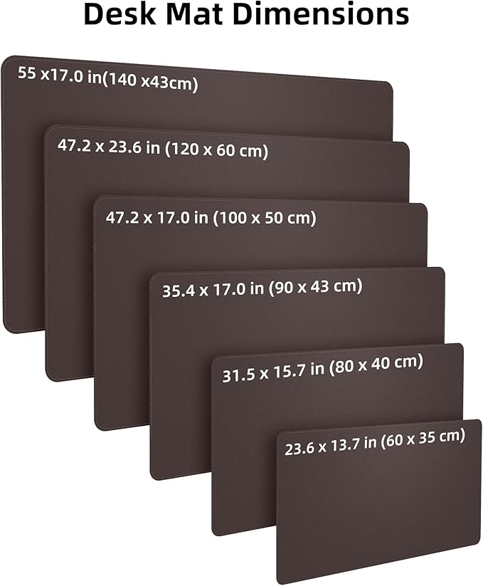Desk Pad Mat 23.6"x13.7" - Waterproof Mouse Pad & Desk Protector, Non-Slip PU Leather for Gaming Keyboard/Mouse, Stitched Edge XL Office Desk Pad with Ergonomic Support(Chocolate)