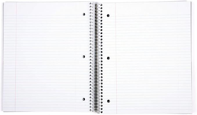Mintra Office Durable Spiral Notebooks, 5 Subject (Red, College Ruled 1pk)